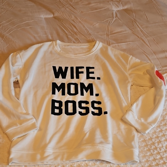 Sweaters - White Sweatshirt with Bold Text